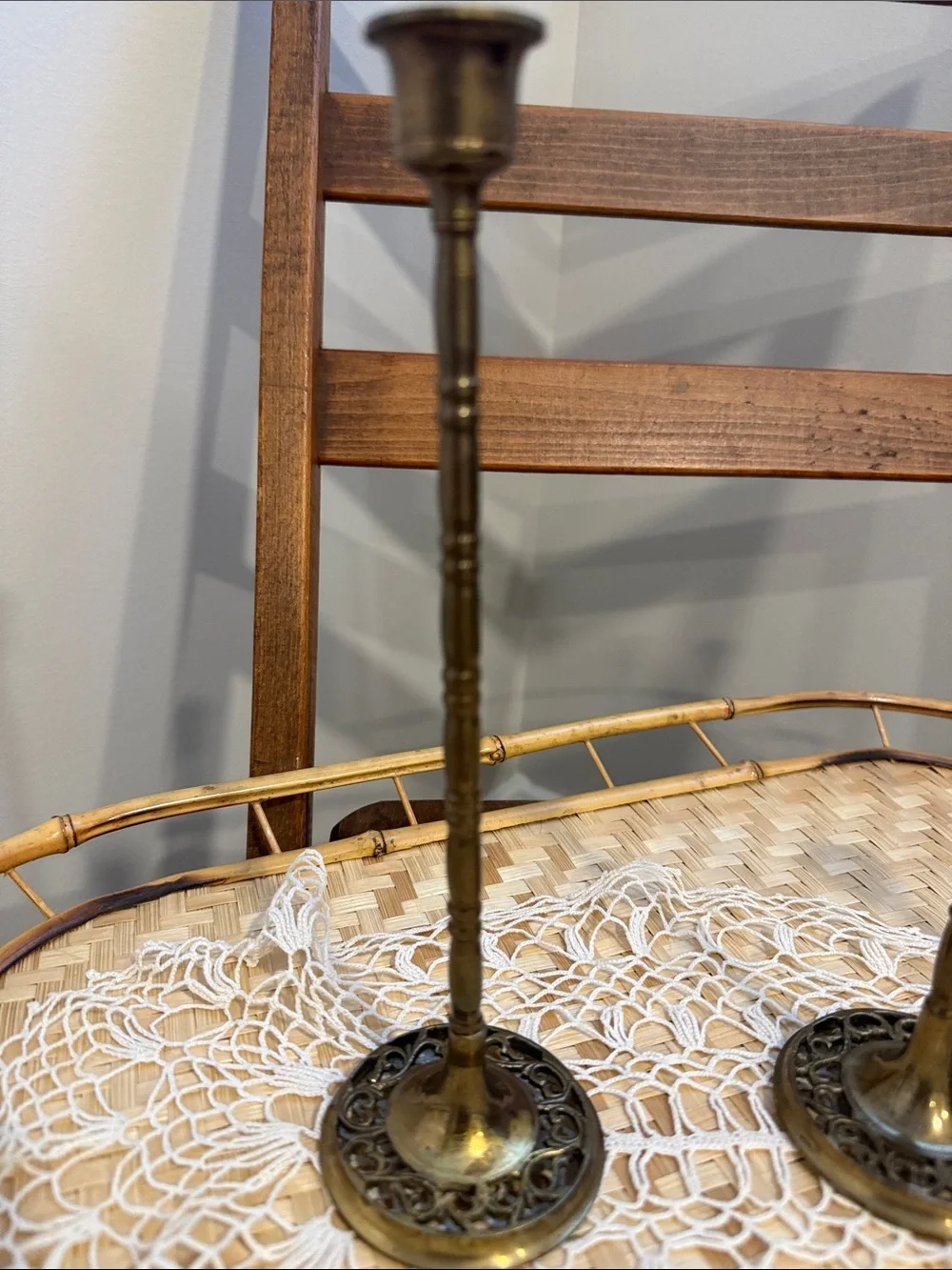 Vintage Brass Candlestick Holders Set of 3 Openwork Brass Traditional Decor